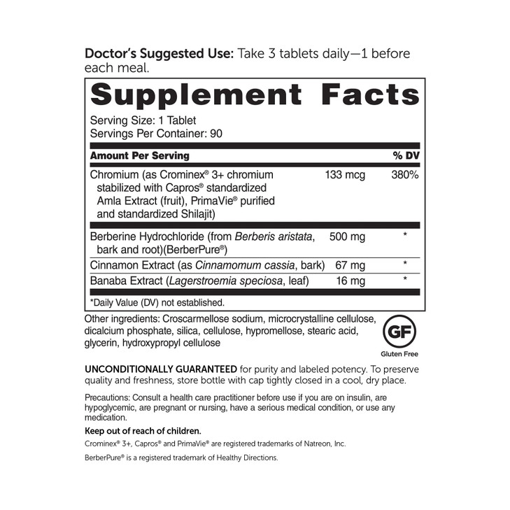 Dr. Whitakers Berberine GlucoGold Supplement with 1500 mg per Day of BerberPure Berberine, Concentrated Cinnamon, Crominex Chromium and Banaba Leaf