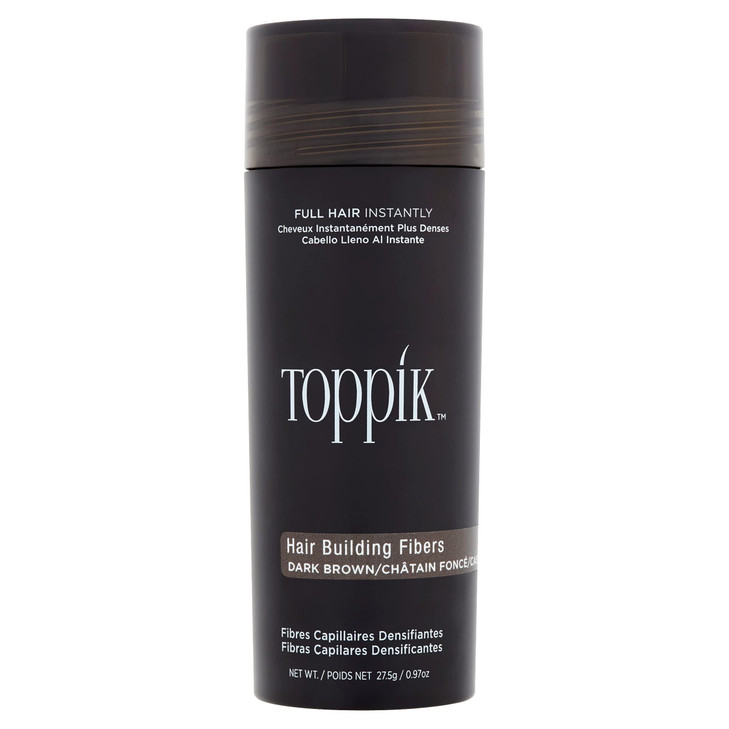 Toppik Hair Building Fibers, Dark Brown, 27.5g Fill In Fine or Thinning Hair, Instantly Thicker, Fuller Looking, 9 Shades for Men & Women, Keratin Pr