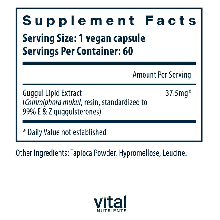 Vital Nutrients Guggul E & Z - Vegan Guggul Supplement - Cholesterol Supplement for Healthy LDL and Triglyceride Levels - Gluten, Dairy, Soy Free - N