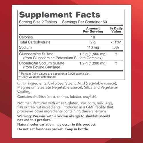 PROTOCOL FOR LIFE BALANCE Glucosamine & Chondroitin - Joint Support - Non-GMO & Dairy Free - 120 Tablets