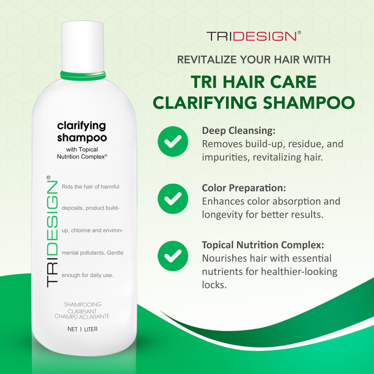 TRIDESIGN Clarifying Shampoo  Designed to Removes Build Up for All Hair Types  Clarifying Shampoo for Curly, Fine, and Color Treated Hair  Purifyi
