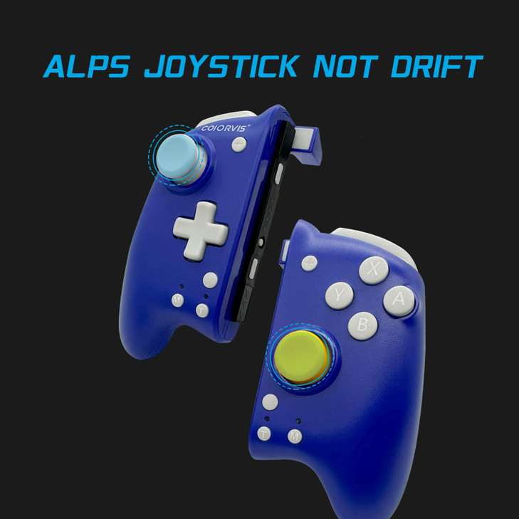 COIORVIS Joy Pad Controller for Switch/Switch OLED, Wireless Joy Con Switch Controller with Back Map Button/Turbo/Motion Control (Blue) alps joystick