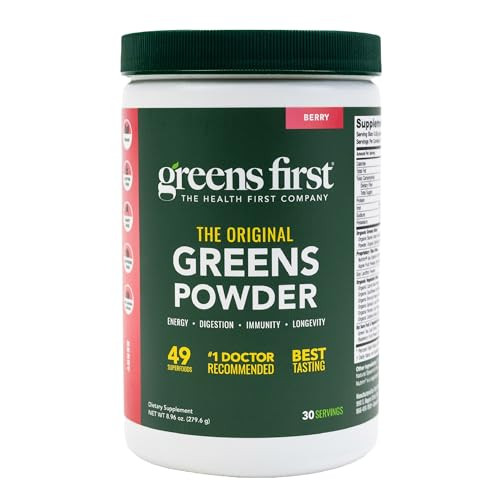 Greens First Original Greens Powder - 49 Superfoods - Organic Fruits & Veggies - Prebiotics, Probiotics & Digestive Enzymes - Antioxidant Smoothie -
