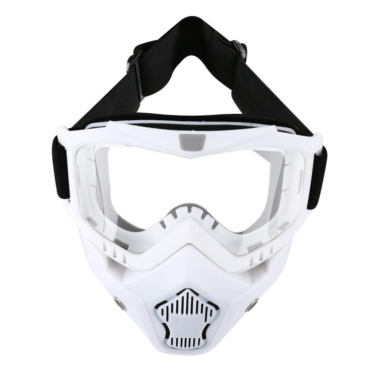LJDJ Motorcycle Goggles with Removable Face Mask - Dirt Bike ATV Motocross Eyewear Anti-UV Adjustable MX Riding Offroad Cycling Motorbike Protective