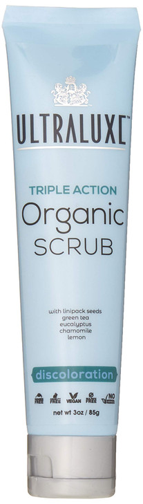ULTRALUXE SKIN CARE Triple Action Organic Scrub, discoloration, 3.0 Ounce
