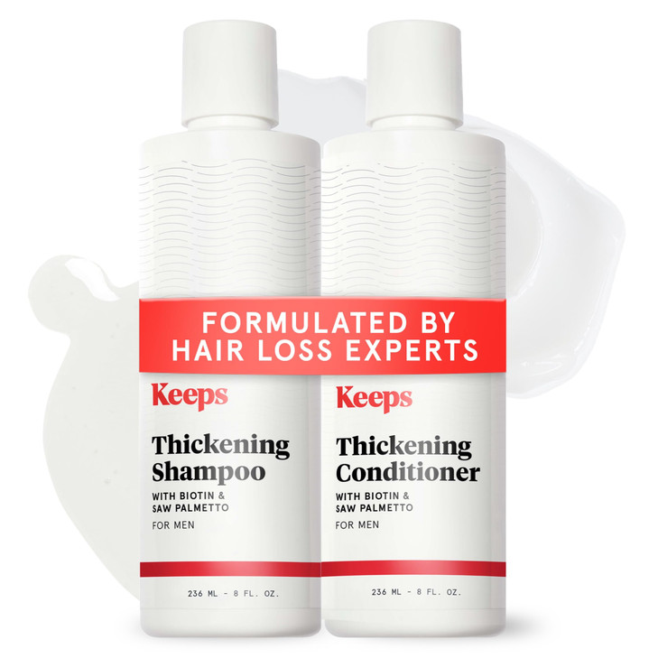 Keeps Mens Hair Loss Shampoo & Conditioner with Biotin - Anti-Thinning & Hair Growth Products for Men - DHT Blocker with Saw Palmetto & Caffeine for