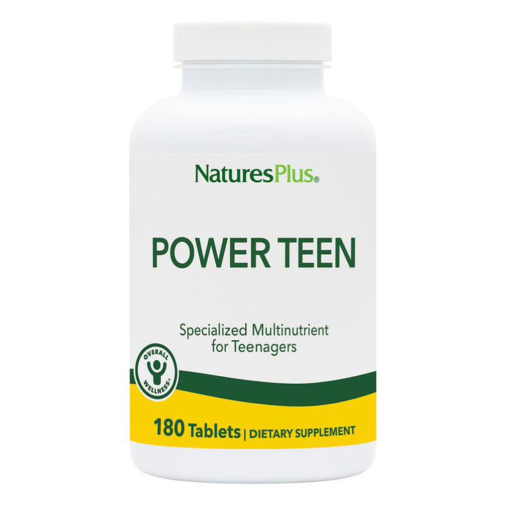 NaturesPlus Source of Life Power Teen - 180 Vegetarian Tablets - Teen Multivitamin with Minerals & Whole Foods for Mental Focus, Energy Booster - Glu