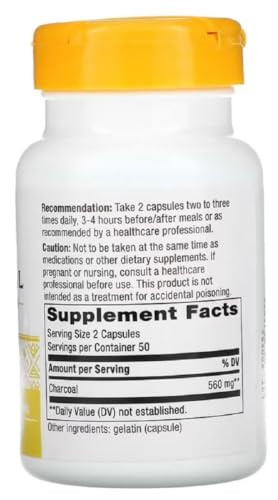 Natures Way Activated Charcoal Intestinal Cleanser Capsule, 260 mg - 100 per pack - 3 packs per case.3