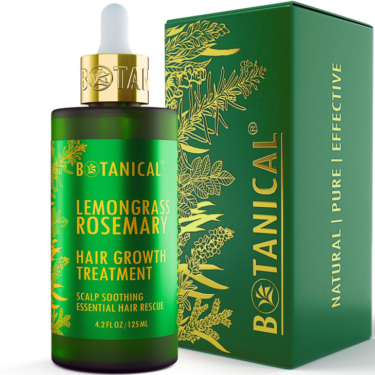 Botanical Scalp Soothing Hair Treatment with Lemongrass, Rosemary Oil, and Biotin - Stimulating Pre-Shampoo Thickening Formula for Thinning Hair in W