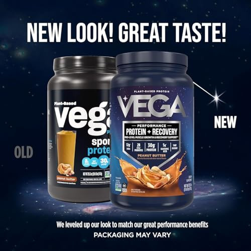 Vega Sport Vegan Protein Powder + Recovery - 30g Plant Based Protein per Serving, Vanilla, 20 Servings, 5g BCAAs, Probiotics, NSF Certified, for Shak