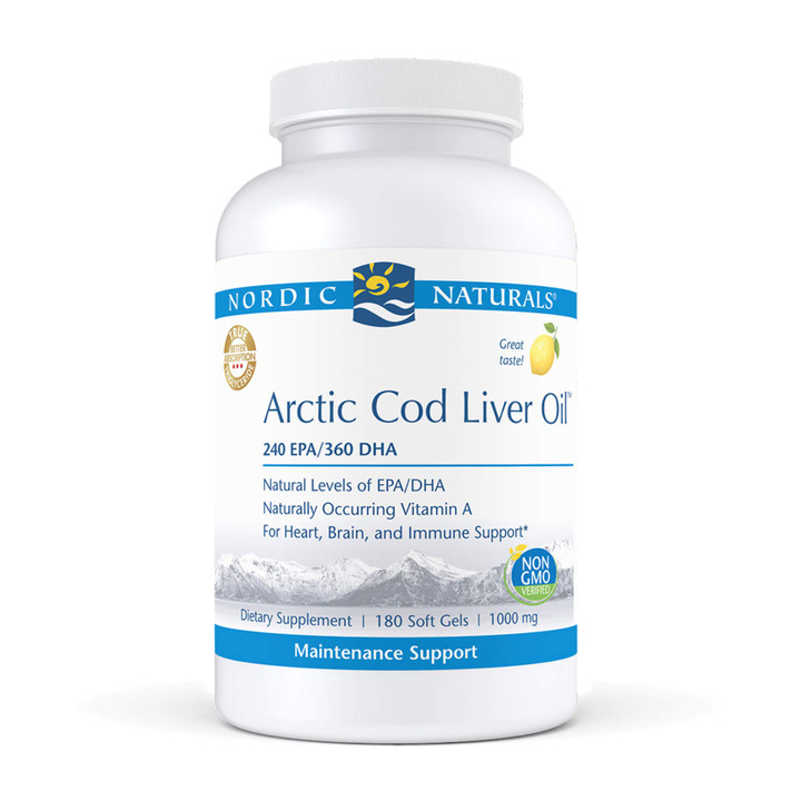 Nordic Naturals Pro - Arctic Cod Liver Oil CLO, Supports Heart and Brain Health - Lemon-Flavored 180 Soft Gels