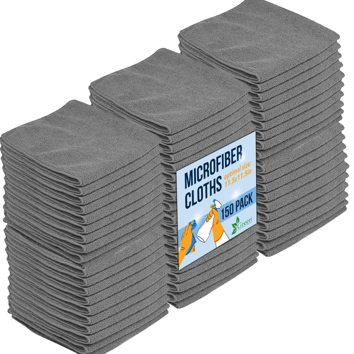 GREEN LIFESTYLE Chamois Cloth, Microfiber Cleaning Cloth 150 Pack, Borderless Towels Cleaning, Car Microfiber Towel, Drying Car Wash Towels (11.5" x