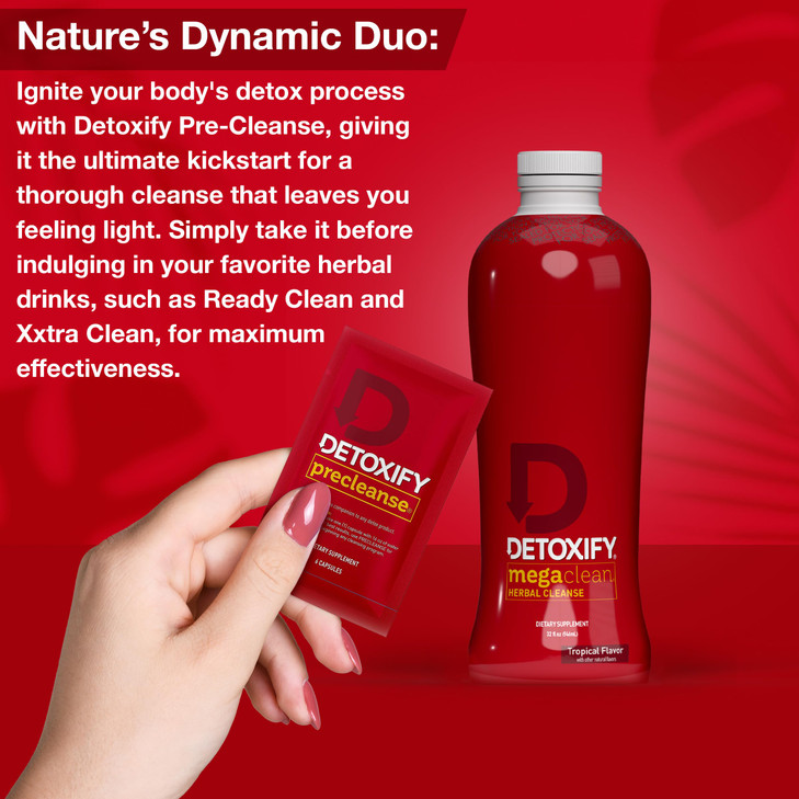 Detoxify Mega Clean Herbal Cleanse  Tropical  32 oz  Professionally Formulated Herbal Detox Drink  Enhanced with Milk Thistle, Ginseng Root & Gua