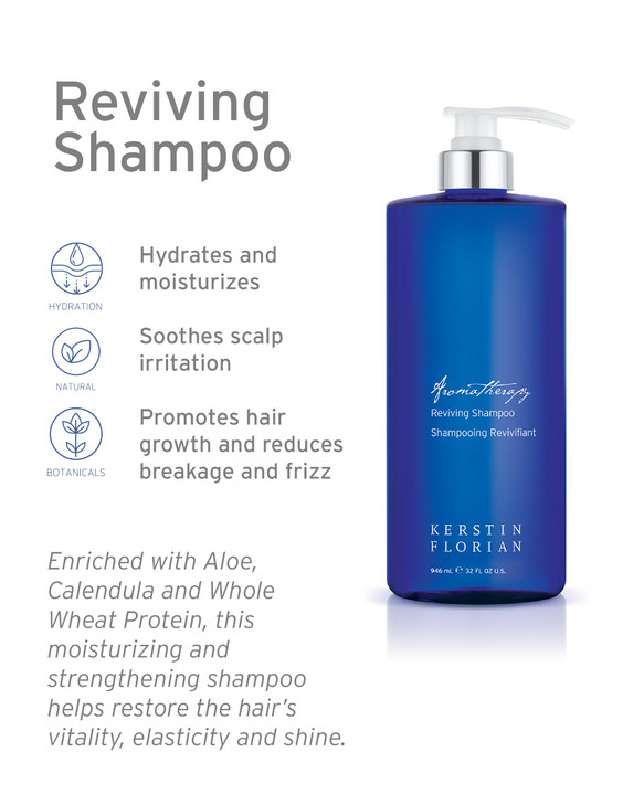 Kerstin Florian Reviving Shampoo | Moisturize & Boost Shine | Aloe and Wheat Protein Detangle & Hydrate Dull Hair | All Hair Types (13.5 fl oz)