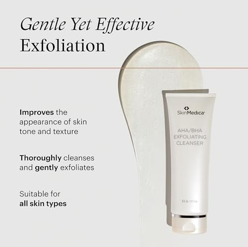 SkinMedica AHA/BHA Exfoliating Face Wash - Gentle Facial Exfoliating Scrub with Jojoba Oil for Smoother, Radiant Skin - Helps Improve the Appearance