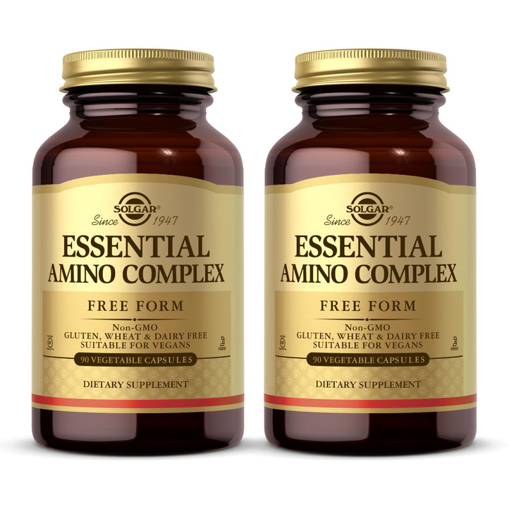 Solgar Essential Amino Complex, 90 Vegetable Capsules (Pack of 2) - Free Form Essential Amino Acids - Non-GMO, Vegan, Gluten Free, Dairy Free, Kosher
