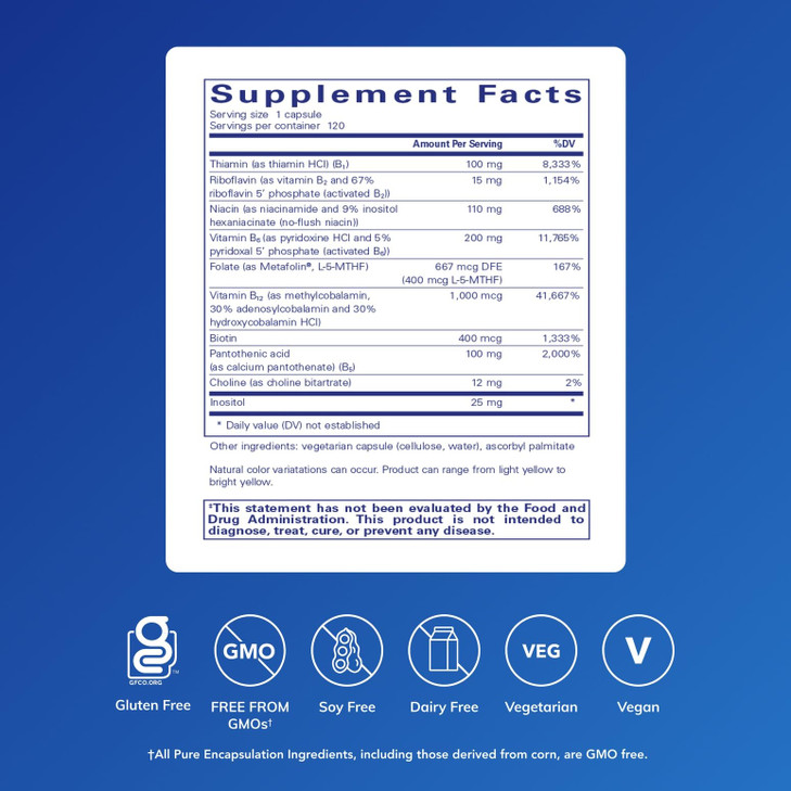 Pure Encapsulations B6 Complex - Supports Nervous System & Brain Health* - Includes B Vitamins - Contains Enriched Vitamin B6 - Non-GMO & Gluten Free