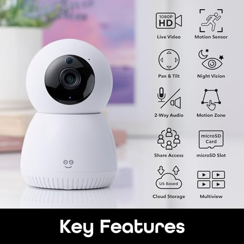 Geeni Scope 2K Auto Tracking Indoor Security Camera, Smart Wi-Fi Home Camera with 2K HD, Motion Detection, Night Vision, Auto-Tracking, Voice Control