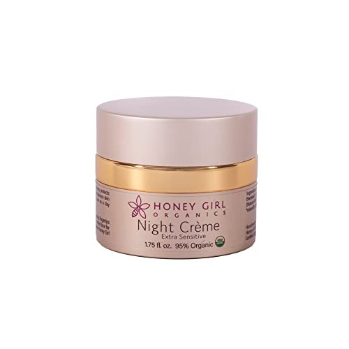 Honey Girl Organics Night Creme Extra Sensitive, Honey based Skin Care for Sensitive Skin, USDA Certified Organic Face Moisturizer, All In One: Face,