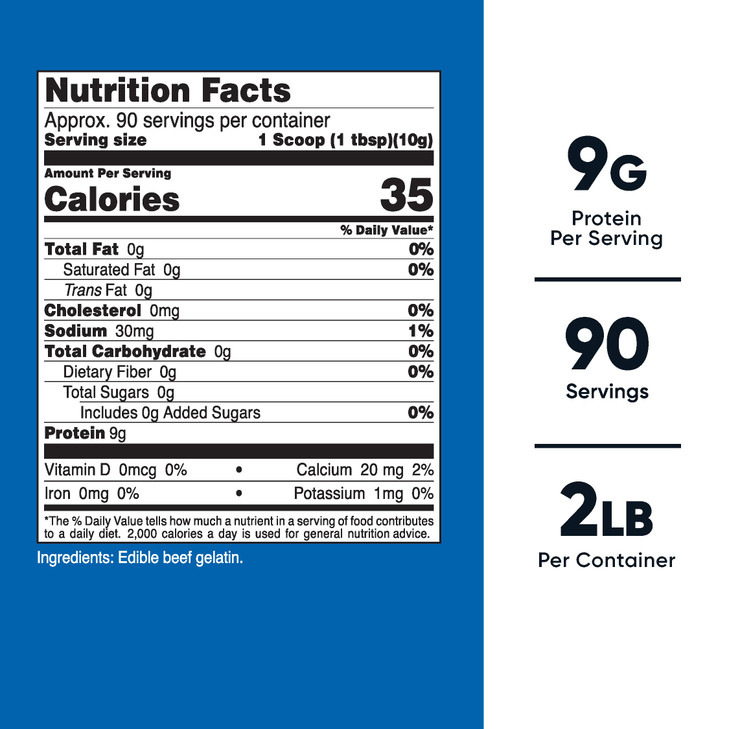 Nutricost Beef Gelatin Powder (2 LB) (Unflavored) - 9 G Protein Per Serving, Drink Mix and Natural Liquid Thickener, Non-GMO, GMP Compliant, Gluten F