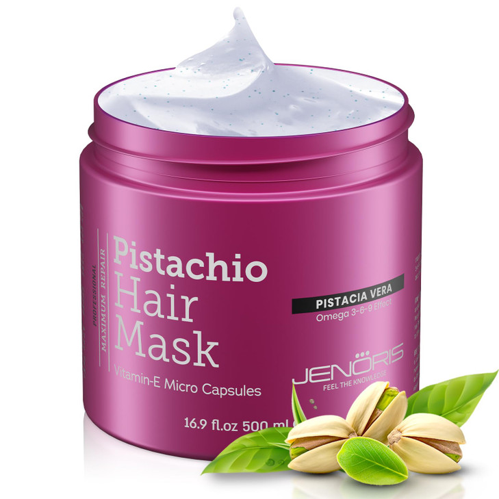 Jenoris Pistachio Hair Mask for Dry Damaged Hair  Deep Conditioning Hair Mask Treatment with Pistachio Oil & Vitamin E, For Color-Treated Hair, For