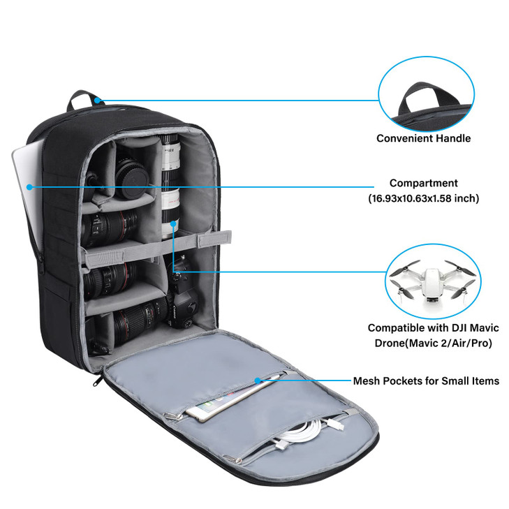 MOSISO Camera Backpack, DSLR/SLR/Mirrorless Photography 3 Layers Tactical Camera Bag Case with Tripod Holder&15-16 inch Laptop Compartment&Elastic Co