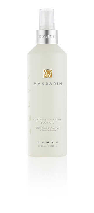 Zents Luminous Cashmere Body Oil (Mandarin Fragrance) | Moisturizing Body Oil with Vitamin E & Organic Coconut Oil | Softens & Smooths Skin | 8 fl oz