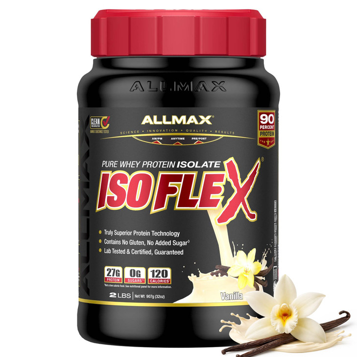 ALLMAX ISOFLEX Pure Whey Isolate Protein Powder - Gluten Free, Low Lactose, Sugar-Free - High-Protein, Clean, Keto-Friendly for Pre Post Workout Supp