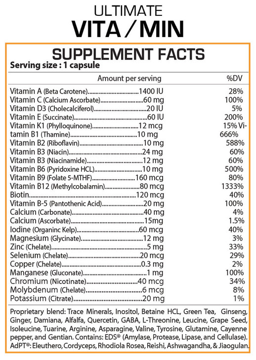 Professional Botanicals - Ultimate Vita-Min - Vitamins, Minerals, Enzymes, Micronutrients, and a Proprietary Blend of Herbs - 60 Vegetarian Capsules