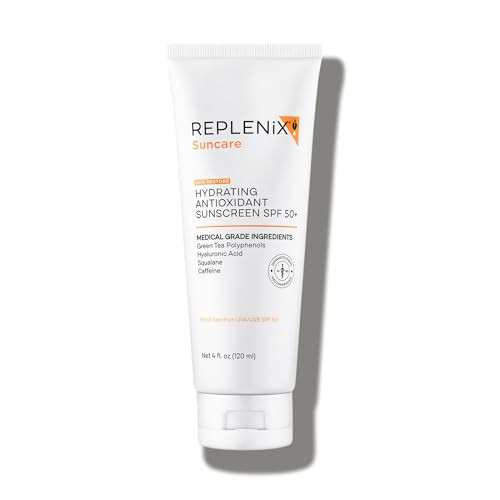 Replenix Antioxidant Hydrating Sunscreen SPF 50+ - Medical Grade Sun Protection, Zinc Oxide, UVA/UVB Protection, Safe for Sensitive Skin, 4 oz.