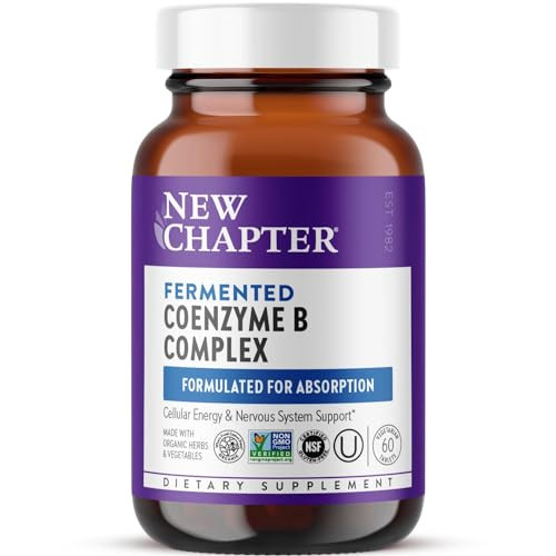 New Chapter Vitamin B Complex  Fermented Coenzyme B Complex Rich in Vitamin B12 + Vitamin B6 + Biotin + Made with Organic Ingredients - 60 ct