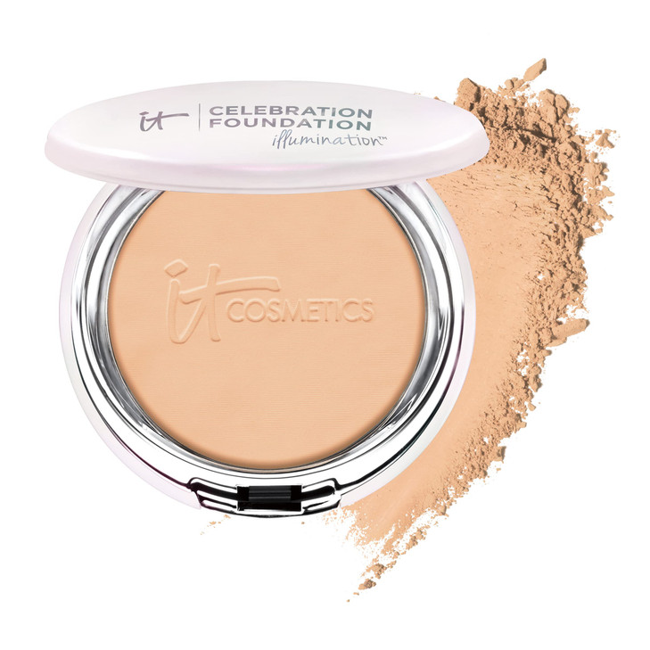 IT Cosmetics Celebration Foundation Illumination, Medium Tan (W) - Full-Coverage, Anti-Aging Powder Foundation - Blurs Pores, Wrinkles & Imperfection