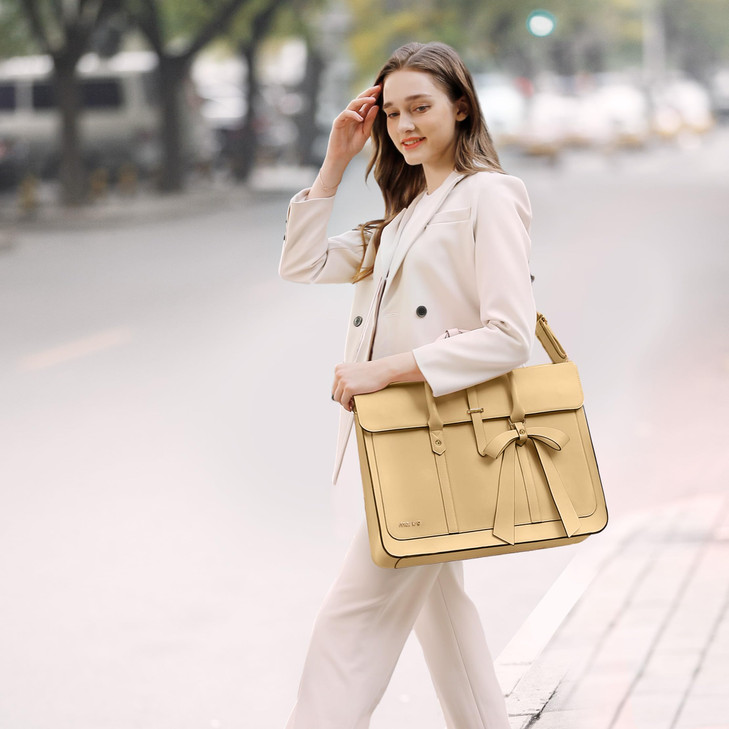 MOSISO Laptop Bag for Women, 15-15.6 inch PU Leather Laptop Shoulder Bags Convertible Backpack, 16 inch Messenger Bags Casual Handbag Work Briefcase