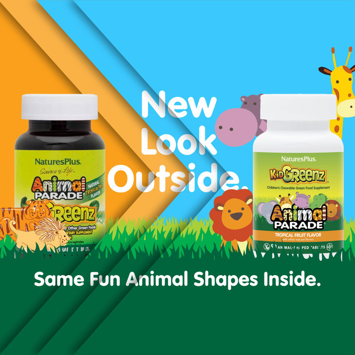 NaturesPlus Animal Parade KidGreenz - 90 Animal-Shaped Chewable Tablets, Pack of 3 - Includes Superfood Blend - Vegetarian, Gluten Free - 270 Total S