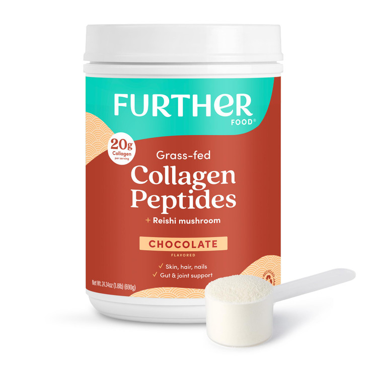 Further Food Chocolate Collagen Peptides Powder, Grass-Fed Pasture-Raised Hydrolyzed Type 1 & 3 Protein, Gut Health + Joint, Hair, Skin, Nails, Paleo