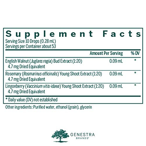 Genestra Brands Intest-gen | English Walnut, Rosemary, and Lingonberry Herbal Supplement | 0.5 fl. oz.
