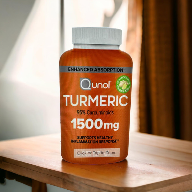 Turmeric Curcumin with Black Pepper and Ginger, Qunol 1500mg Turmeric Extract with 95% Curcuminoids, Enhanced Absorption, Supports Healthy Inflammati