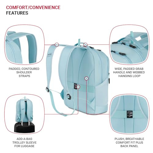 SwissGear Orientation Laptop Backpack, Light Blue, 17"x12"x7"