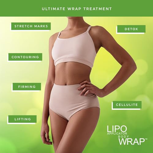 lipo applicator Ultimate Body Wrap with Guarana, Green Tea, and Seaweed Works for Stomach Belly Legs Arms Abdomen. 4 Wraps
