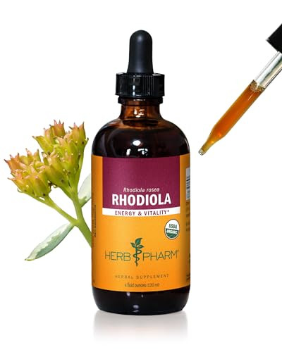 Herb Pharm Certified Organic Rhodiola Root Extract for Energy, Endurance and Stamina, Organic Cane Alcohol, 4 Ounce
