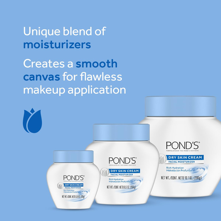 PONDS Dry Skin Cream  Moisturizing Face Cream for Deep Hydration  Daily Hydrating Facial Moisturizer for Radiant Skin  Dermatologist Tested, Non-