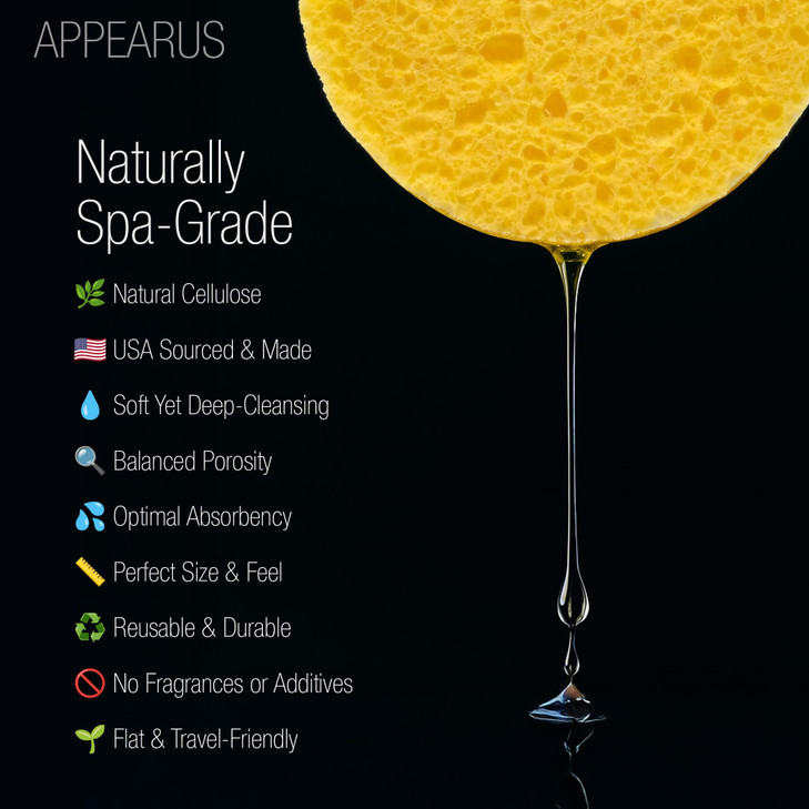 Appearus Natural Cellulose Facial Sponges  100 Pack (Compressed)  Professional Spa Facial Sponge Pads for Cleansing, Exfoliating, Makeup Removal 