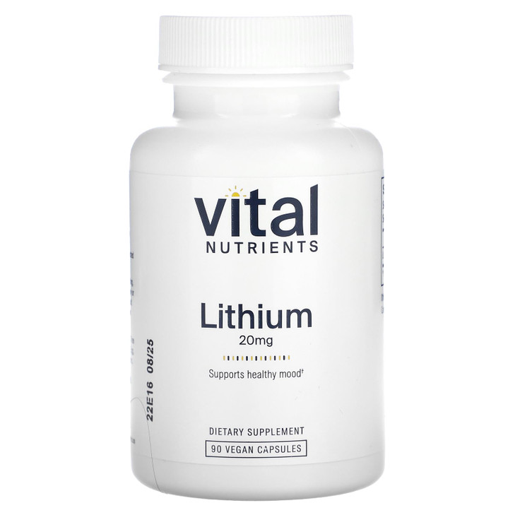 Vital Nutrients Lithium Orotate - Vegan Lithium Supplements for Memory, State of Mind, and Behavioral Health* - 20mg - Gluten, Dairy, Soy Free - 90 C