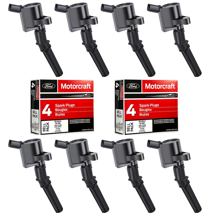 MAS Set of 8 Ignition Coil DG508 and Motorcraft Spark Plug SP493 compatible with Ford Lincoln Mercury 4.6L engines DG457 DG472 DG491 F523 3W7Z12029AA