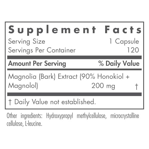 Nutricology Magnolia Extract Supplement - Stress & Sleep Support, Magnolia Bark, Honokiol, Magnolol, Cortisol Manager, Vegetarian Capsules - 120 Coun