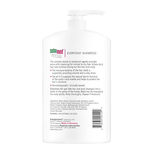 SEBAMED Everyday Shampoo for All Hair Types and Sensitive Scalp 33.8 Fl. Oz (1L) Hypoallergenic Dermatologist Recommended pH 5.5 Soap and Alkali Free