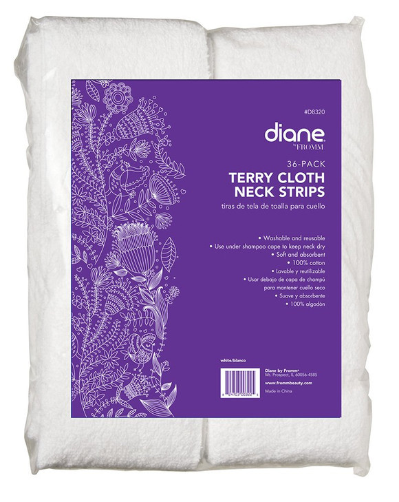 Diane Terry Cloth Neck Strips, Fast Drying Towel for Neck Use at Barber Shop, Salon, Spa, Extra Durable, Absorbent, White, 36 Count (Pack of 1), D832