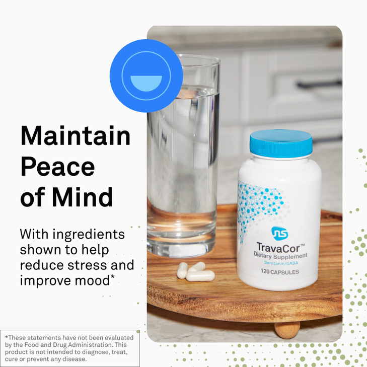 Neuroscience TravaCor - Mood Support Supplement with L-Theanine, 5 HTP, and B Vitamins - GABA and Serotonin for Stress and Emotional Support (60 Caps