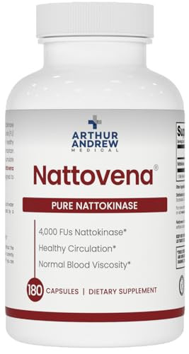 Arthur Andrew Medical, Nattovena, Pure Nattokinase Supplement, Double Strength 4,000 FUs per Capsule, 180