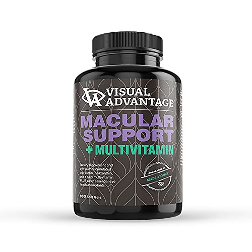 Visual Advantage Lunovus Macular Support Plus Multivitamin Based on AREDS 2 Study - Eye Vitamins for Macular Support - Mineral Supplement with Lutein